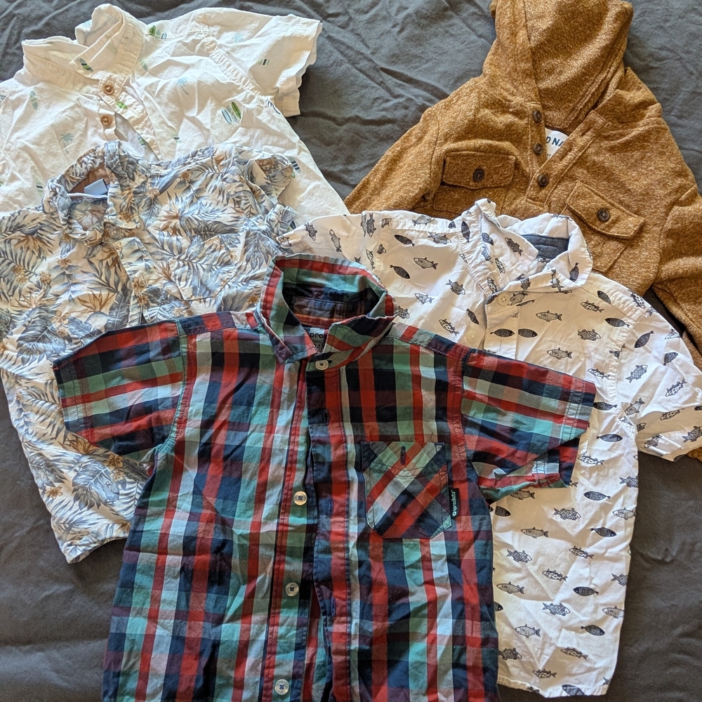 Kids Multicolor Plaid Kids Button Down Shirt LOT
